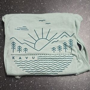 Kavu Light Green Tank Top with Graphic Mountain Design
